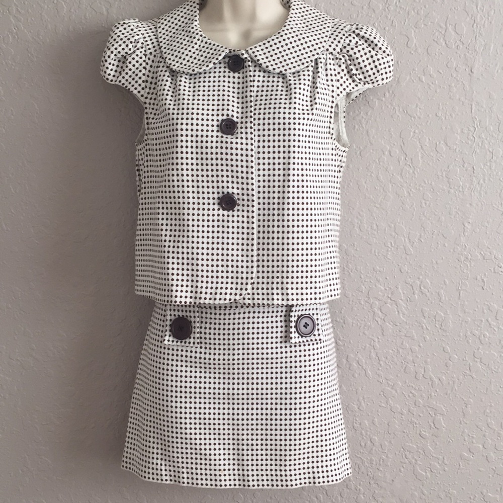 Polka dot Brown and Beige suit for work.